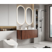 Royal Plaza Terra Wastafelonderkast - 120cm - 2 lades - afgeronde hoeken - kastanje (walnoot) SW1174102