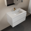 Mondiaz AIVY Ensemble de meuble - 80x45x50cm - 1 trou de robinet - 1 vasque Talc céramique - Centre - 2 tiroirs - avec armoire de toilette - MDF Talc SW892240