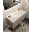 Mondiaz VICA Ensemble de meuble de salle de bain - 100cm - meuble sous-vasque fumée - 2 tiroirs - lavabo lune milieu - 1 trou de robinet - version XL 60cm haut SW1089748