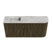 Mondiaz JOYA-DLUX 91.6cm meuble de salle de bains - arrondi droit couleur Shadow - Vasque FAYE position Gauche 1 trou de robinet couleur Glace. SW1422785