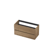 INK Wastafelonderkast - 100x45x52cm - 2 lades - greeploos - met houten keerlijst - MDF - Ash grey SW493739