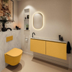MONDIAZ TURE-DLUX Meuble toilette - 120cm - Ocher - EDEN - vasque Opalo - position gauche - 1 trou de robinet SW1104436