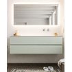 Mondiaz VICA ensemble de meuble de salle de bain - 150cm - meuble sous-vasque greey - 2 tiroirs - lavabo moon droite - sans trou de robinet XL version 60cm haut SW1090896