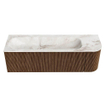 MONDIAZ KURVE-DLUX 145cm Meuble salle de bain avec module 25 D - couleur Walnut - 1 tiroir - 1 porte - vasque BIG LARGE gauche - sans trou de robinet - couleur Frappe SW1137464