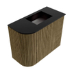 Mondiaz JOYA 51.6cm meuble de toilette - arrondi gauche couleur Dusk - Vasque FAYE position Droite 1 trou de robinet couleur Urban SW1421670