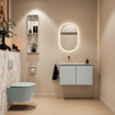 MONDIAZ TURE-DLUX Meuble toilette - 80cm - Greey - EDEN - vasque Glace - position gauche - sans trou de robinet SW1103291