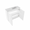 MONDIAZ TURE-DLUX Meuble toilette - 60cm - Talc - EDEN - vasque Opalo - position droite - 1 trou de robinet SW1104158