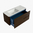 Mondiaz CIRO-DLUX Ensemble de meubles de salle de bains - 110x45x50cm - vasque solid surface Opalo - 1 lavabo à gauche - sans trous de robinet - 2 tiroirs - Noyer SW1530235