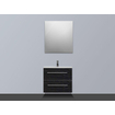 Saniclass Smallline badmeubel met spiegel 60x38cm keramisch black wood 1 kraangat SW8914