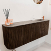 Mondiaz JOYA-DLUX Meuble de salle de bains - 111,6cm - arrondi gauche couleur Walnut - Vasque FAYE position Droite 1 trou de robinet couleur Oza SW1424630