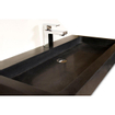 BRAUER Natural Wood Meuble salle de bain avec miroir 100cm Grey Oak avec vasque en pierre naturelle Black Spirit 2 trous pour robinetterie SW8979