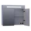 BRAUER Promise Armoire de toilette 80x70x15cm éclairage intégré rectangulaire 2 portes pivotantes MDF Gris mat SW371692