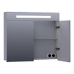 Saniclass 2.0 Spiegelkast - 80x70x15cm - verlichting geintegreerd - 2 links- en rechtsdraaiende spiegeldeuren - MDF - mat grijs SW371692