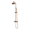 Brauer Copper Carving Colonne de douche murale thermostatique avec pommeau rond 20cm et douchette Stylo 1 jet flexible lisse 150cm et barre de douche avec support douchette Cuivre brossé PVD SW1164679