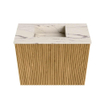 Mondiaz JOYA-DLUX 50cm toiletmeubel - kleur Oak - Wastafel FAYE positie Links 1 kraangat kleur Nata. SW1423997