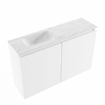 MONDIAZ TURE-DLUX Meuble toilette - 80cm - Talc - EDEN - vasque Opalo - position gauche - 1 trou de robinet SW1104174