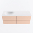 MONDIAZ VICA Ensemble meuble de salle de bains - 130cm - meuble bas rosee - 4 tiroirs - lavabo moon gauche - 1 trou de robinet - version haute 60cm - talc SW1080402