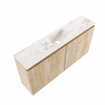 MONDIAZ TURE-DLUX Meuble toilette - 100cm - Washed Oak - EDEN - vasque Frappe - position centrale - sans trou de robinet SW1103084