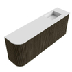 Mondiaz JOYA 101.6cm meuble de salle de bains - arrondi gauche couleur Shadow - Vasque FAYE position Droite 1 trou de robinet couleur Talc. SW1421435