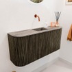 Mondiaz JOYA-DLUX 93.2cm toiletmeubel - ronding links en rechts kleur Shadow - Wastafel FAYE positie Midden Zonder kraangat kleur Oza. SW1425080