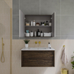 Saniclass Holz Frame Armoire miroir - 80x63x16cm - avec panneaux latéraux - Chêne charcoal SW1470582