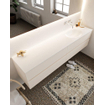 Mondiaz VICA ensemble de meuble de salle de bain - 200cm - meuble sous-vasque lin - 4 tiroirs - lavabo lune droite - sans trou de robinet - version XL 60cm haut SW1089567