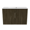 Mondiaz JOYA 60cm meuble de salle de bains - couleur Shadow - Vasque FAYE position Gauche 1 trou de robinet couleur Talc. SW1421388