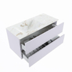 MONDIAZ VICA-DLUX Ensemble de meubles de salle de bains - 100cm - meuble sous-vasque cale - 2 tiroirs - lavabo encastré cloud à gauche - 1 trou de robinet - version hauteur 60cm - frape SW1089027