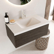 Mondiaz bukla ensemble de meubles de salle de bain 80x45x34cm 1 trou pour robinetterie lavabo milieu surface solide talc sans poignée 1 tiroir avec softclose mélamine marron foncé SW704855