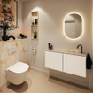 MONDIAZ TURE-DLUX Meuble toilette - 100cm - Talc - EDEN - vasque Frappe - position droite - 1 trou de robinet SW1102602