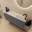 MONDIAZ TURE-DLUX meuble de toilettes 100 cm Dark Grey. Lavabo EDEN Opalo position droite. Avec 1 trou de robinet. SW1104307