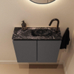 MONDIAZ TURE-DLUX Meuble toilette - 60cm - Dark Grey - EDEN - vasque Lava - position droite - 1 trou de robinet SW1103783