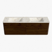 Mondiaz CIRO-DLUX Meuble de salle de bains - 160x45x50cm - Plan vasque Solid surface Ostra - 2 vasques Double - sans trous de robinetterie - 4 tiroirs - Noyer SW1530383