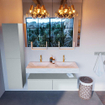Mondiaz ALAN-DLUX Ensemble de meuble - 120cm - meuble Clay mat - 2 tiroirs - Lavabo Cloud Opalo suspendu - vasque Gauche et droite - 2 trous de robinet SW807102