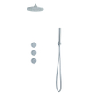 Fortifura Nebbio Ensemble de douche pluie - robinet encastré - élément encastré - coude mural de raccordement - flexible de douche métal - douchette à main barre - bras mural 35cm - douche de tête ronde - inox brossé PVD (inox) SW1237963