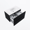 MONDIAZ VICA meuble sous lavabo 80cm Urban 2 tiroirs. Lavabo MOON centre 1 trou de robinet, couleur Talc. SW1381804
