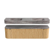 MONDIAZ THOR-DLUX 170cm badmeubel ronding links + rechts kleur Oak met 1 lade en 2 deuren. Vrijhangende wastafel CLOUD Dubbel 2 kraangaten kleur Oza. SW1465658