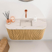 Mondiaz JOYA-DLUX 73.2cm toiletmeubel - ronding links en rechts kleur Oak - Wastafel FAYE positie Midden Zonder kraangat kleur Nata. SW1424044