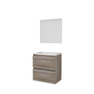 Basic-Line Ultimate 39 ensemble de meubles de salle de bain 60x39cm sans poignée 2 tiroirs vasque acrylique 1 trou de robinetterie miroir éclairage mfc scotch oak SW639071