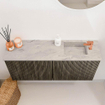 Mondiaz JOYA-DLUX 90cm meuble de salle de bains - couleur Shadow - Vasque FAYE position Droite 1 trou de robinet couleur Glace. SW1422761