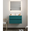 MONDIAZ VICA Ensemble de meuble salle de bain - 80cm - 2 tiroirs - lavabo Cloud central - 1 trou de robinet - solid surface smag SW411218