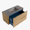 Mondiaz CIRO-DLUX Badkamermeubelset - 100x45x50cm - Solid surface wastafel Oza - 1 wasbak Midden - 1 kraangat - 2 lades - Oak SW1531109