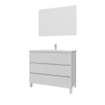 Adema Chaci PLUS Ensemble de meuble - 99.5x86x45.9cm - 1 vasque en céramique Blanc - 1 trou de robinet - 3 tiroirs - miroir rectangulaire - Blanc mat SW926379