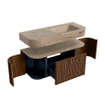 MONDIAZ THOR-DLUX Meuble de salle de bains - 110cm - arrondi gauche + droite - couleur Walnut - 1 tiroir et 2 portes - Vasque suspendue CLOUD droite sans trou de robinet - couleur Arena SW1462709