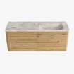 Mondiaz CIRO-DLUX Badkamermeubelset - 130x45x50cm - Solid surface wastafel Frappe - 1 wasbak Rechts - 1 kraangat - 4 lades - Oak SW1530855