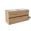 Saniclass Vita Badkamermeubelset - 120x60x46cm -2 lades - greeploos - 2 wasbakken - 2 kraangaten - overloop - keramiek - rustiek eiken SW1439487