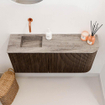 Mondiaz JOYA-DLUX 91.6cm toiletmeubel - ronding rechts kleur Walnut - Wastafel FAYE positie Links Zonder kraangat kleur Oza. SW1424592