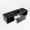 MONDIAZ BUKLA 140cm ensemble de meuble avec module ouvert 40 L+R couleur Marron Foncé avec 1 tiroir. Lavabo CLOUD milieu 0 trous de robinet couleur Urban. SW1381976