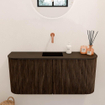 Mondiaz JOYA 93.2cm toiletmeubel - ronding links en rechts kleur Walnut - Wastafel FAYE positie Midden Zonder kraangat kleur Urban. SW1421393