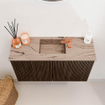 Mondiaz JOYA-DLUX 70cm meuble de salle de bains - couleur Walnut - Vasque FAYE position Milieu 1 trou de robinet couleur Arena. SW1424327